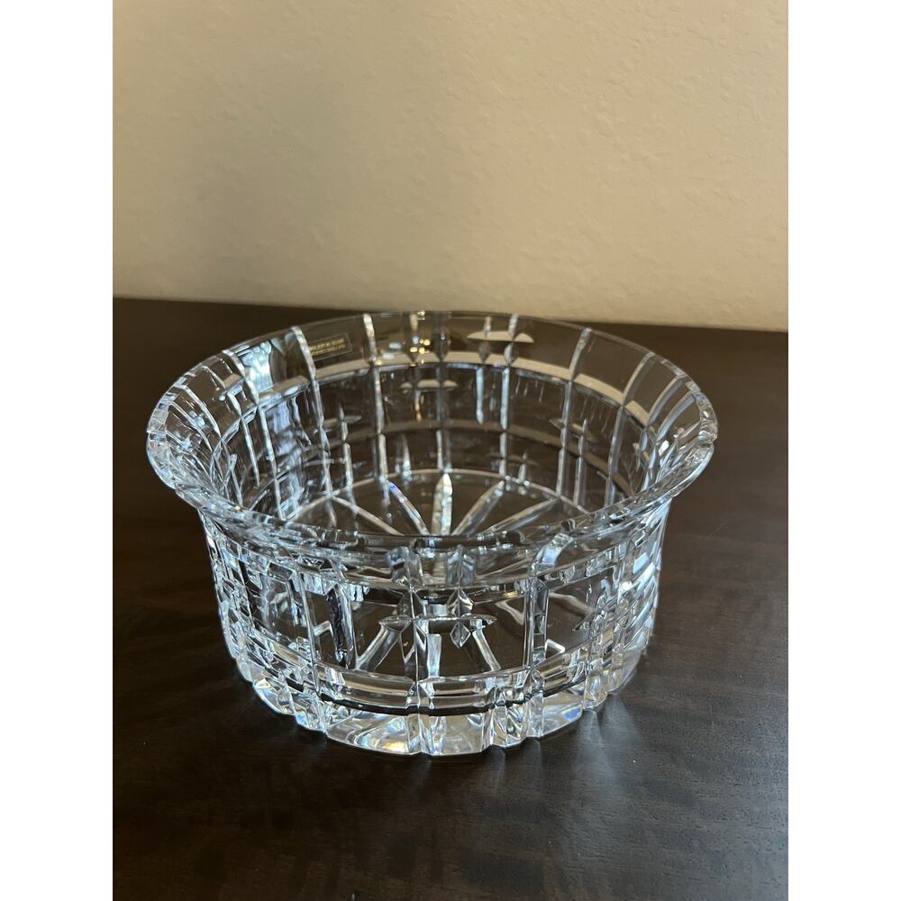 Poland Crystal Cut Glass Bowl Starburst Pattern Clear High Polish 8" Round